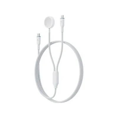 Bazic Gocharge Deuce Cable, Usb-C To Lightning With Watch Charger 1.8M- White